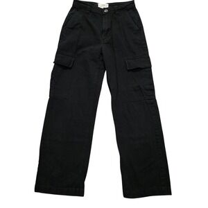 Cotton On Black Cargo Pants Wide Leg Utility Streetwear Gorpcore Women Size 2